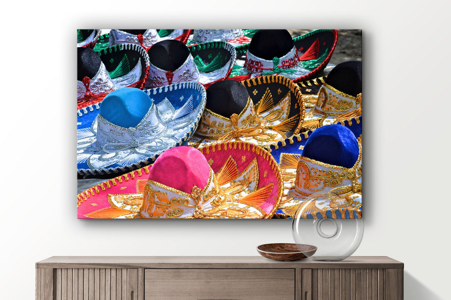 Sombreros, Large Glass Wall Art