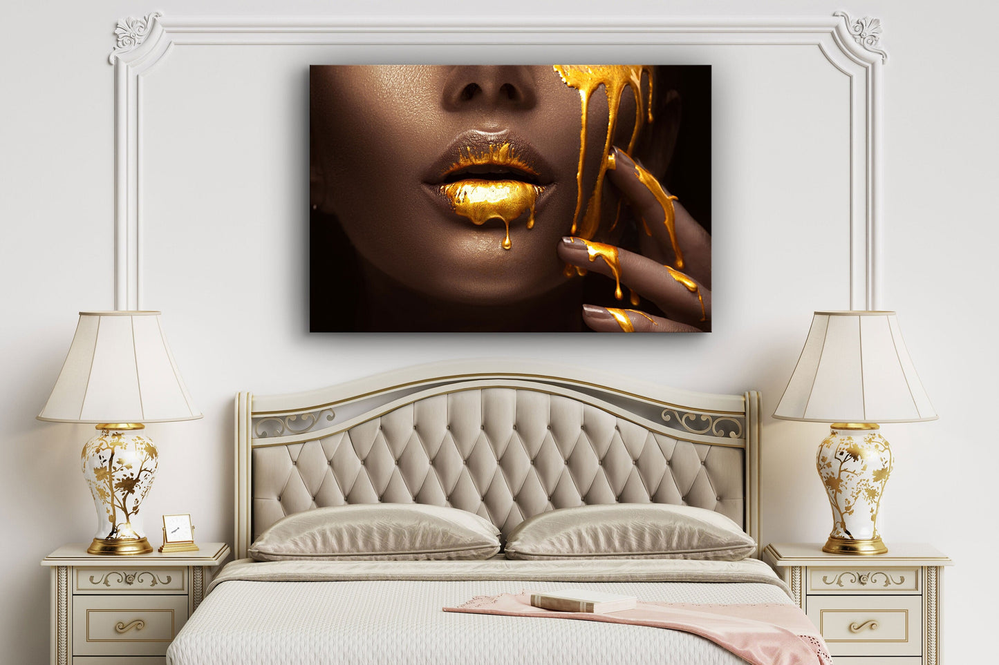 Golden Make-Up, Large Glass Wall Art