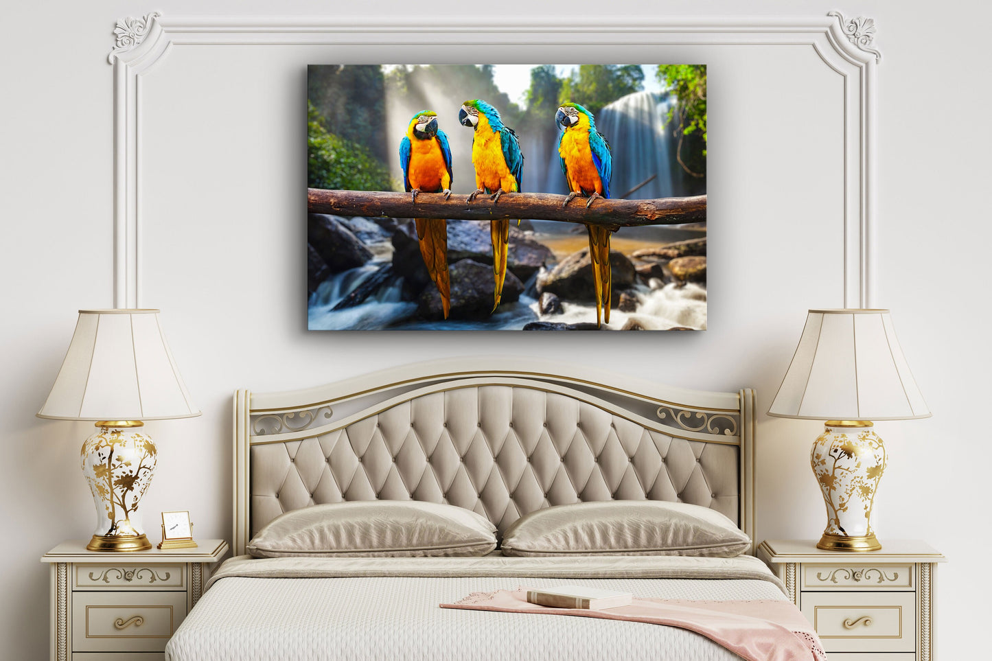 Rainbow Parrots, Large Glass Wall Art