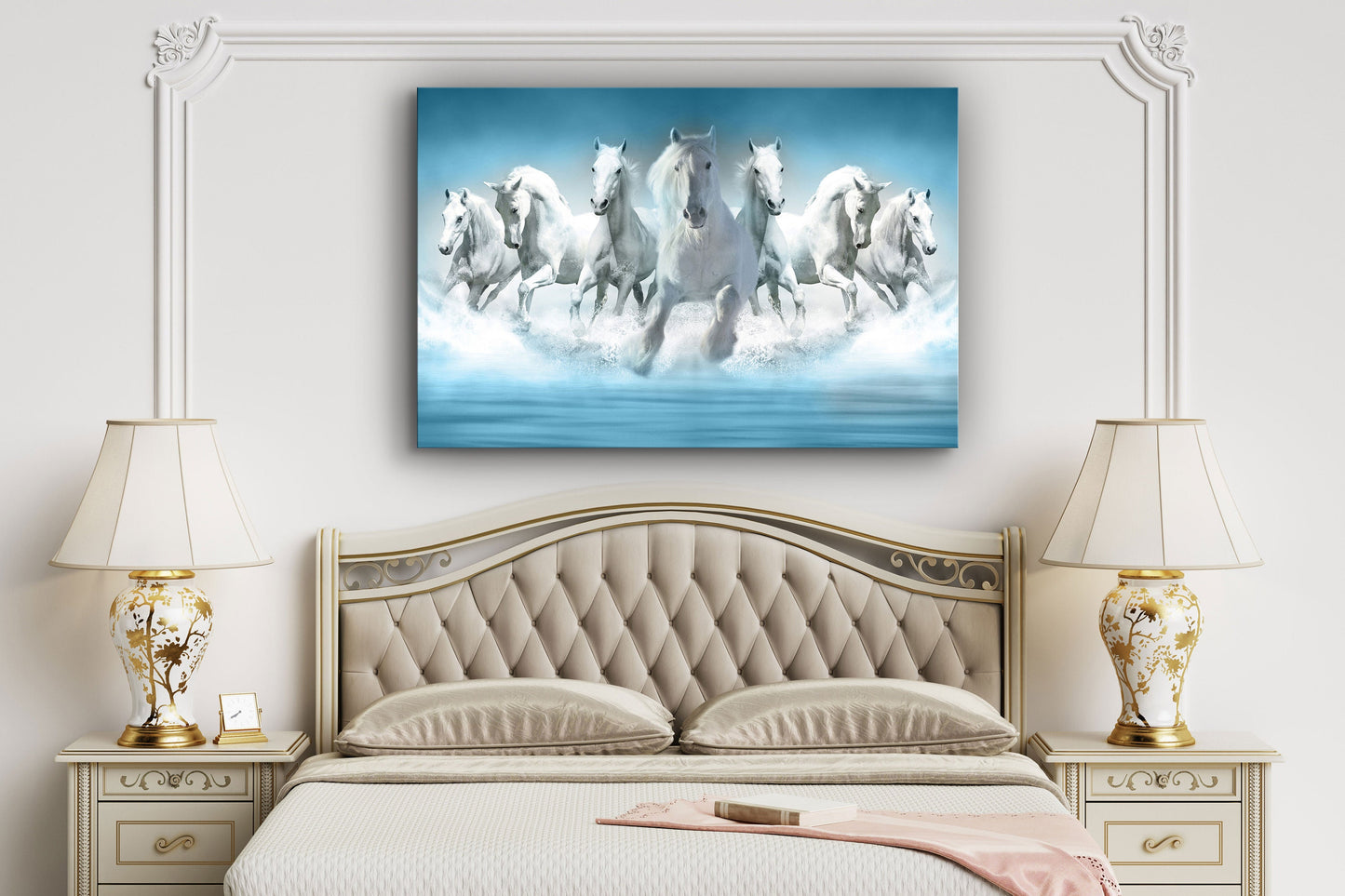 White Horses, Large Glass Wall Art