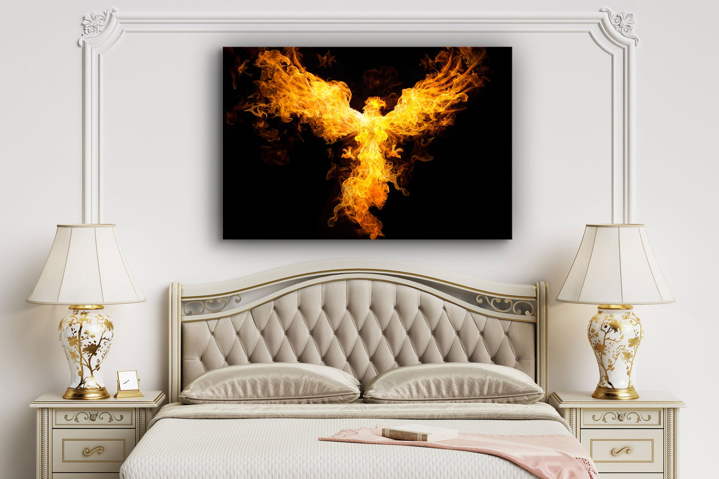 Phoenix of Fire, Firebird Newborn, Large Glass Wall Art