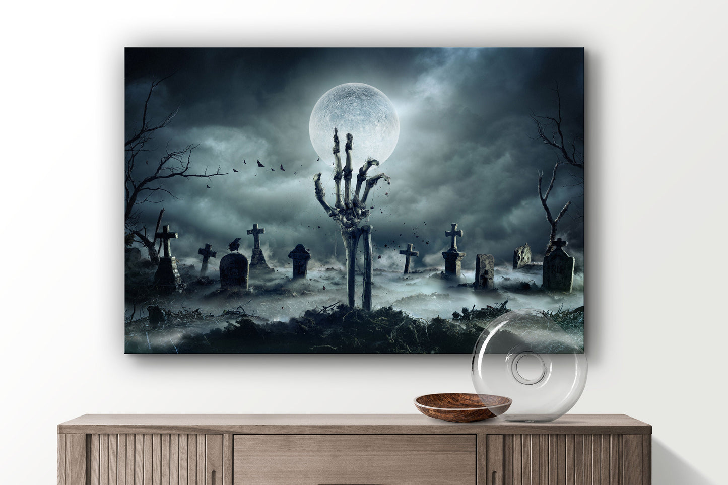 Zombie Skeleton, Large Glass Wall Art