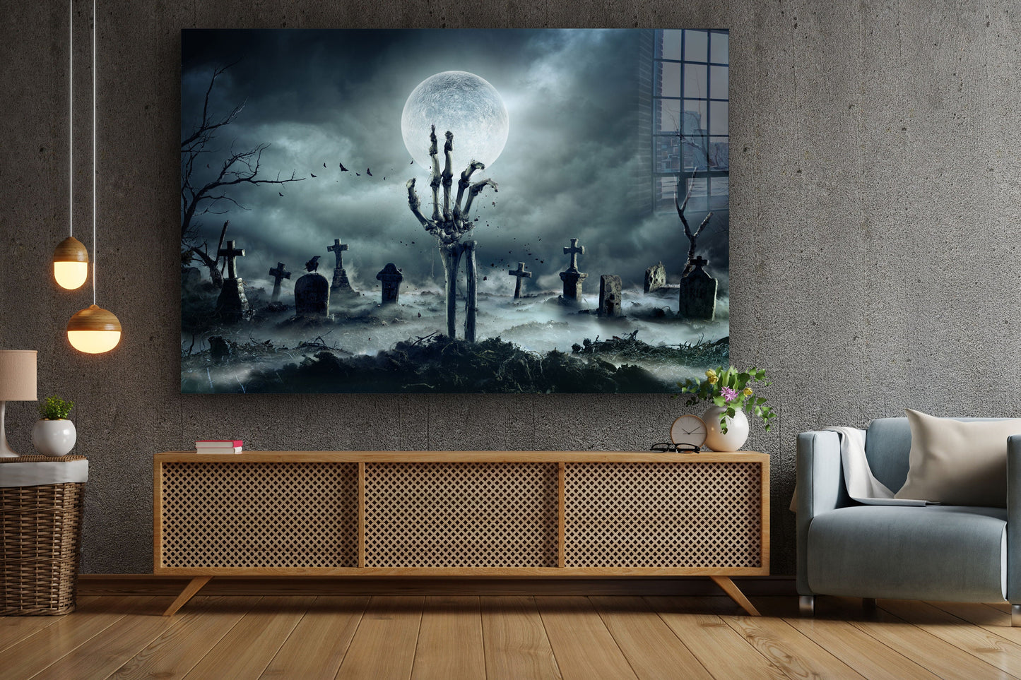 Zombie Skeleton, Large Glass Wall Art