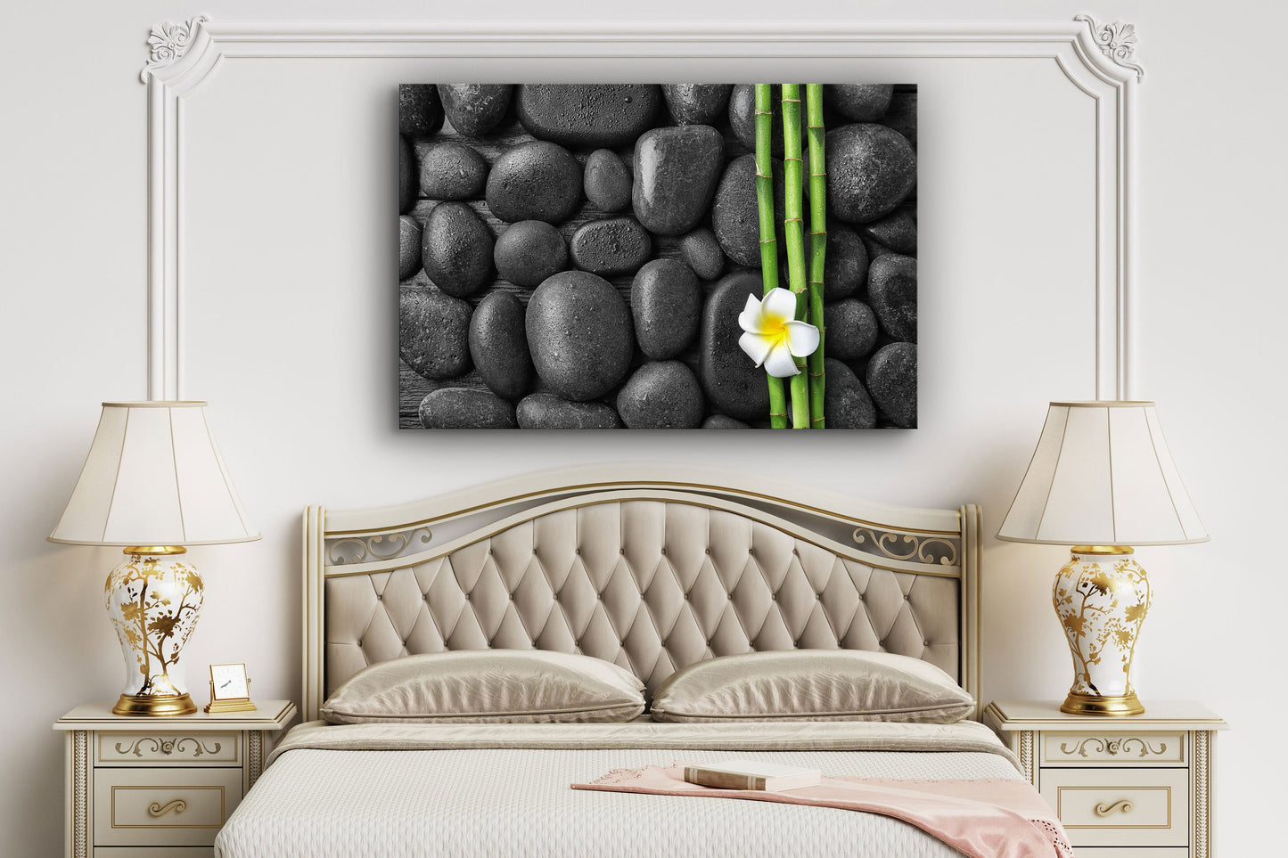 Zen Stones,Spa Flowers, Large Glass Wall Art