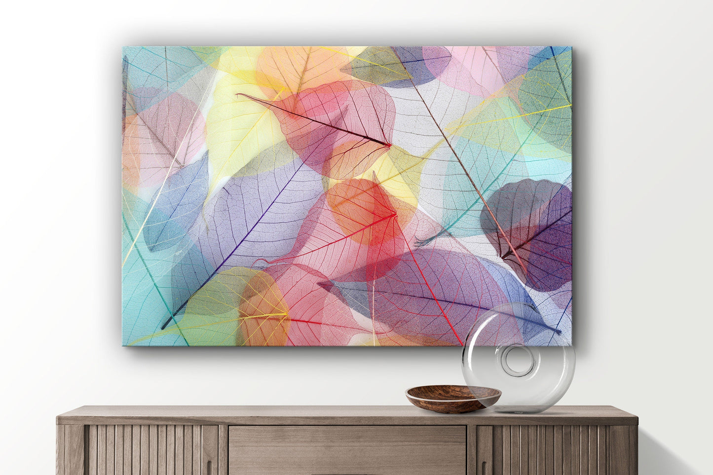 Leaves of Spring, X-Ray Leaf, Large Glass Wall Art