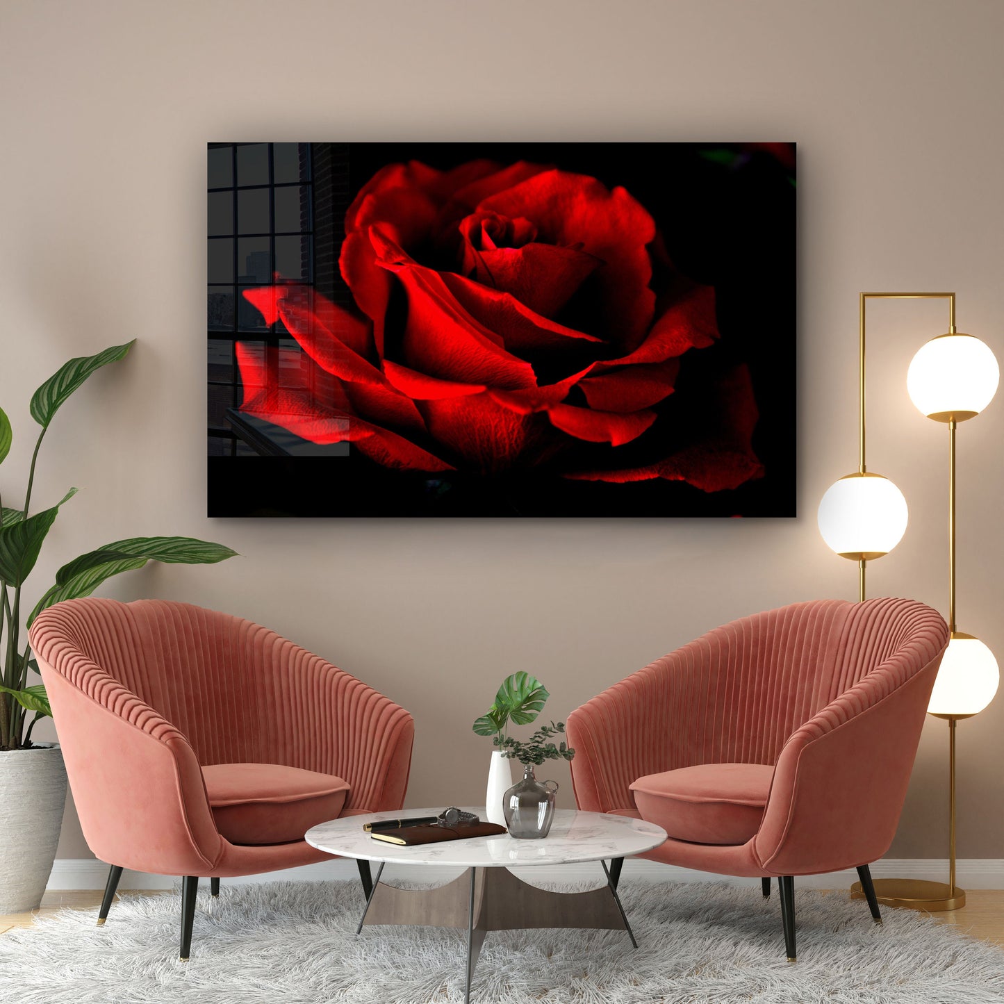 Red Rose, Large Glass Wall Art