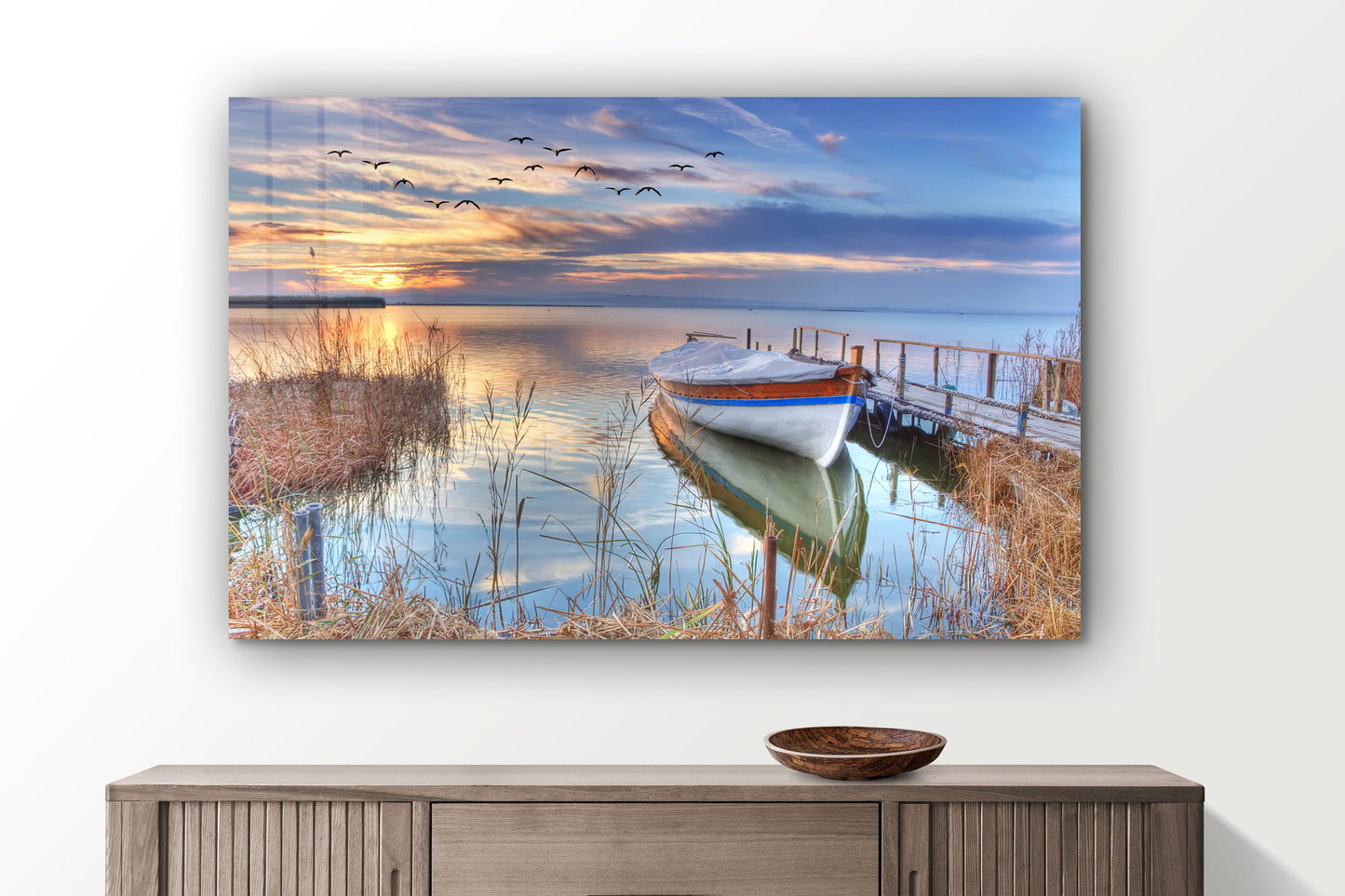 Lake Sunset, Large Glass Wall Art