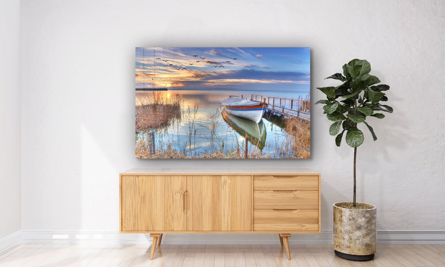 Lake Sunset, Large Glass Wall Art