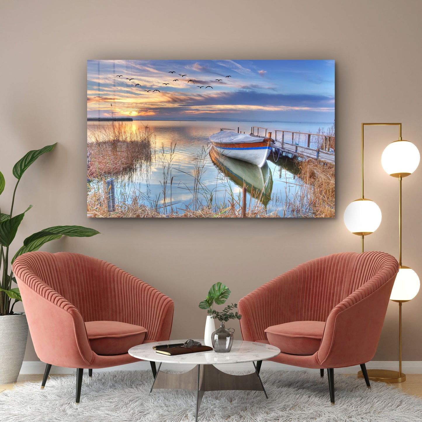 Lake Sunset, Large Glass Wall Art