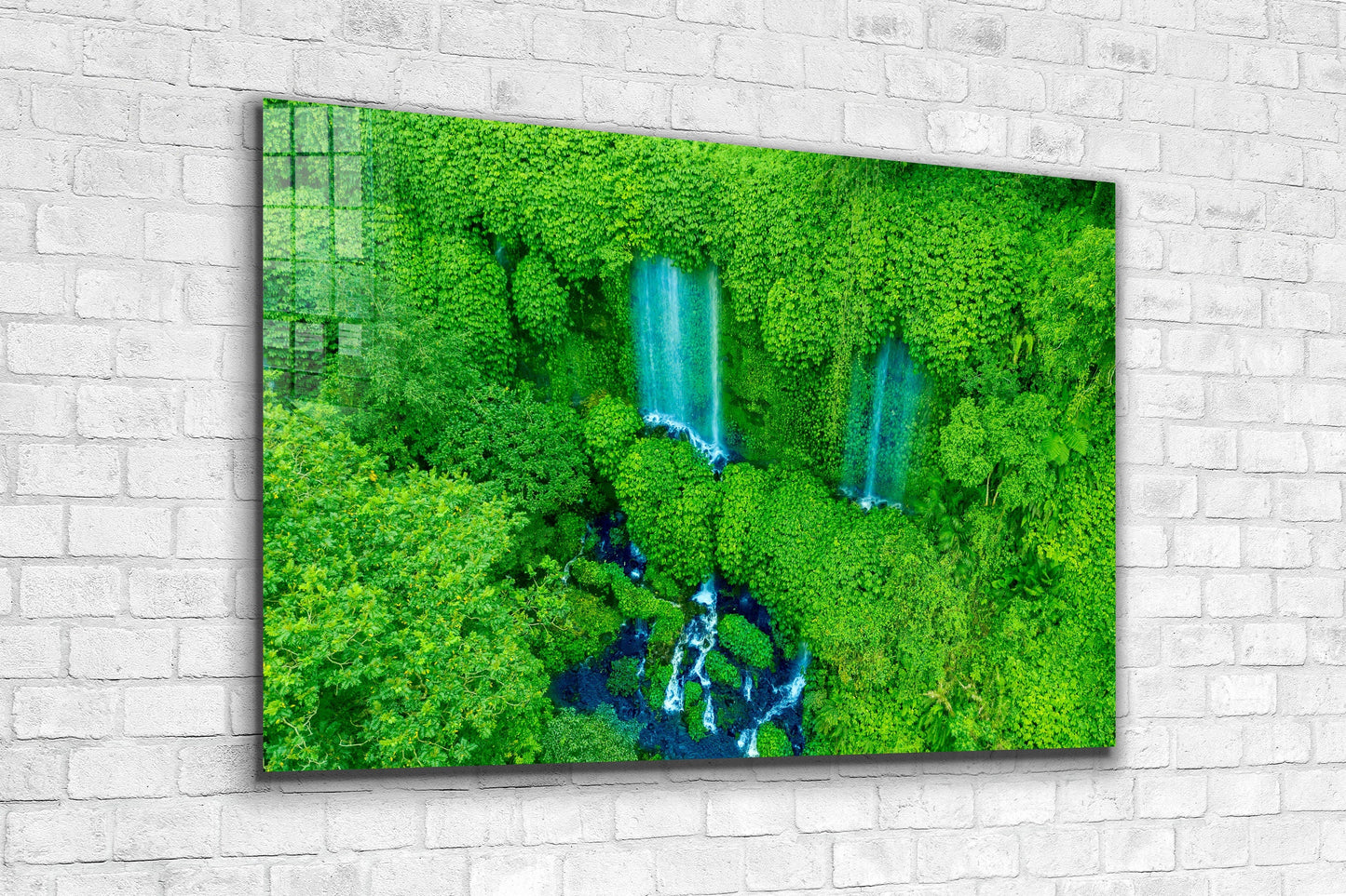 Green Paradise, Paradise Falls Large Glass Wall Art