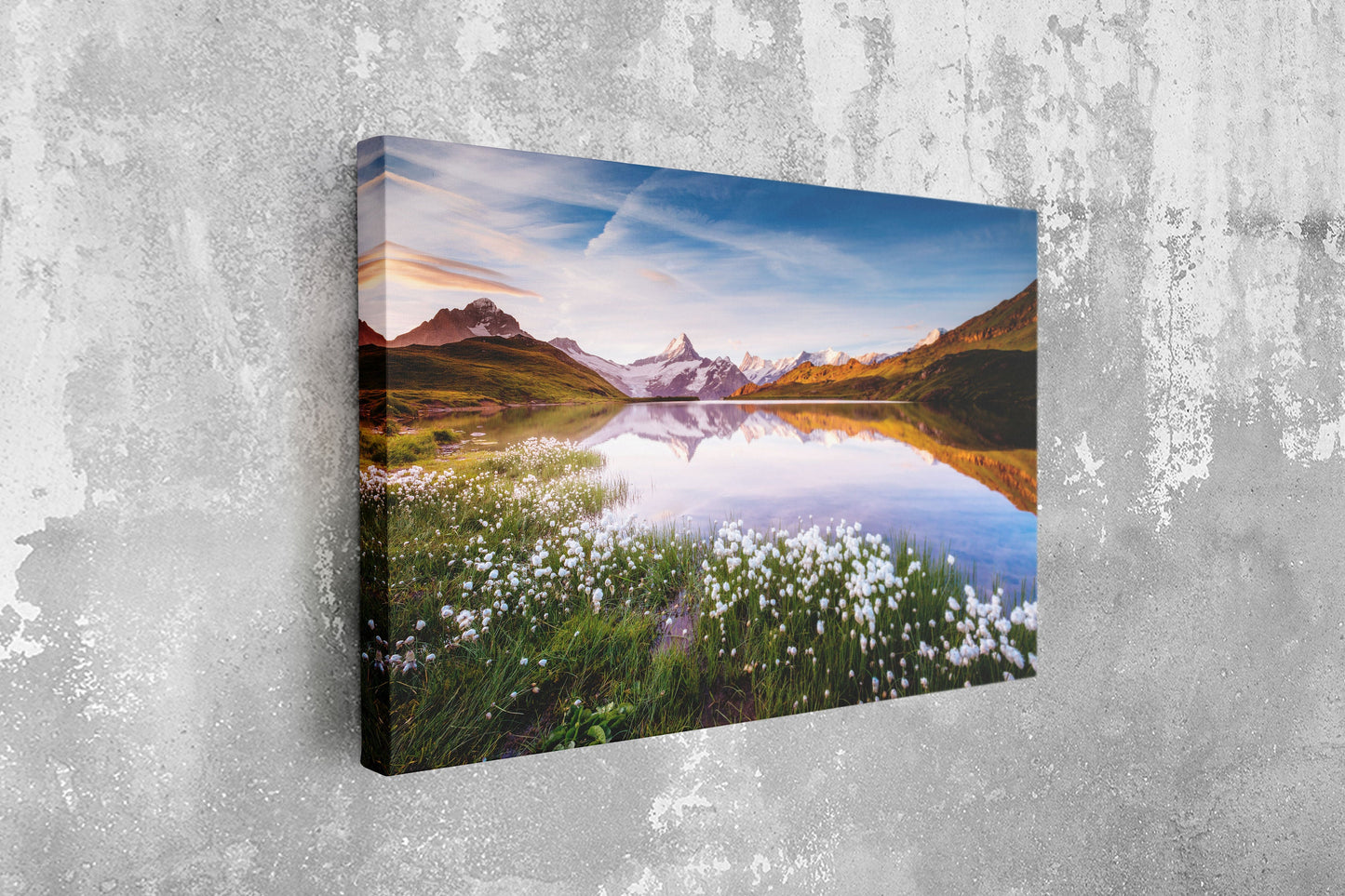 Bachalpsee in Swiss Alps, Grindelwald, Bernese Oberland, Mountain Lake Large Glass Wall Art
