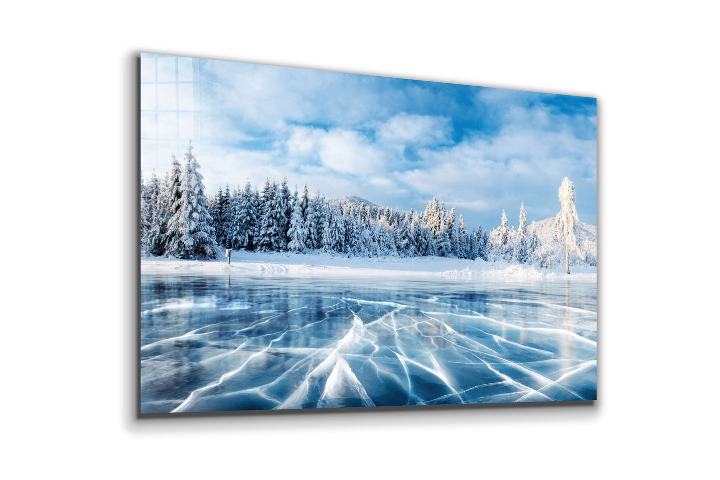 Frozen Lake, Winter Scenery, Large Glass Wall Art