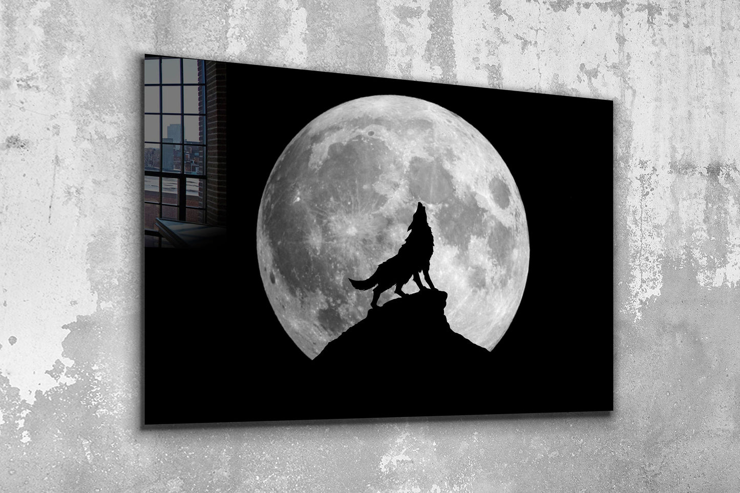 Howling Wolf, Large Glass Wall Art