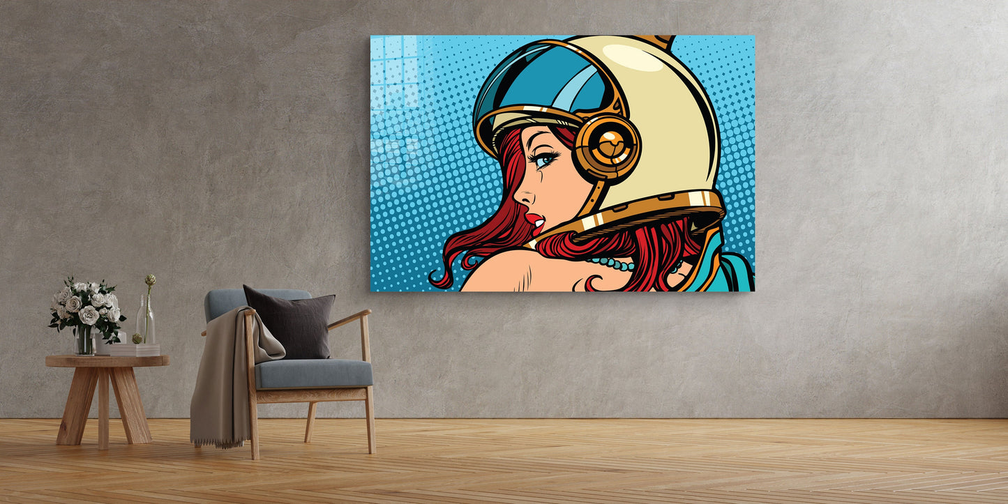 Pop Art Astronaut, Large Glass Wall Art