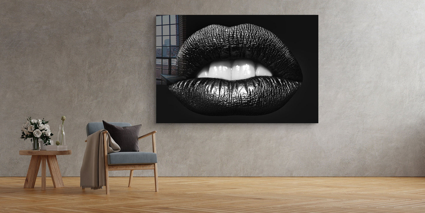Black Lips, Large Glass Wall Art