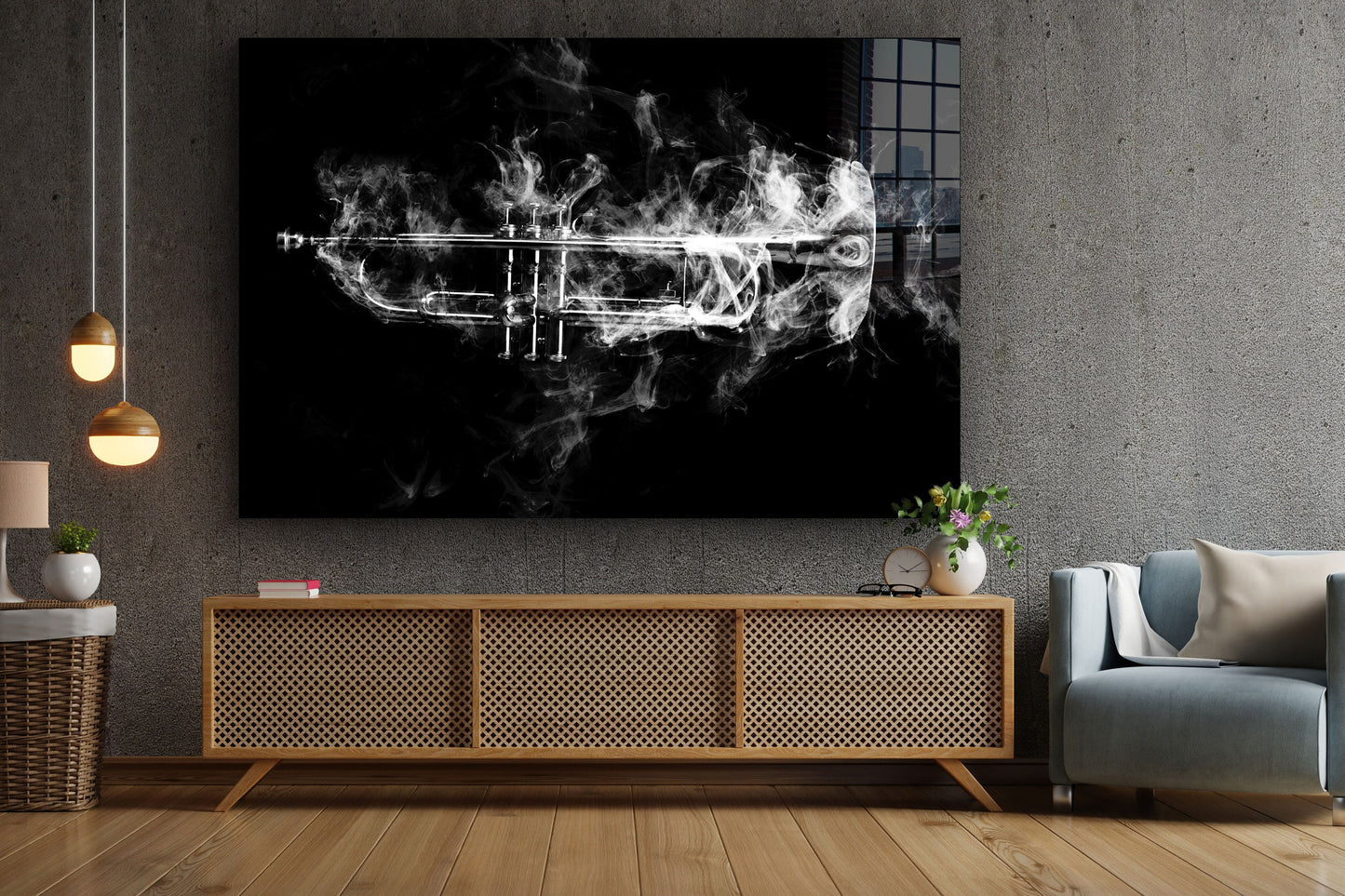 Trumpet, Large Glass Wall Art