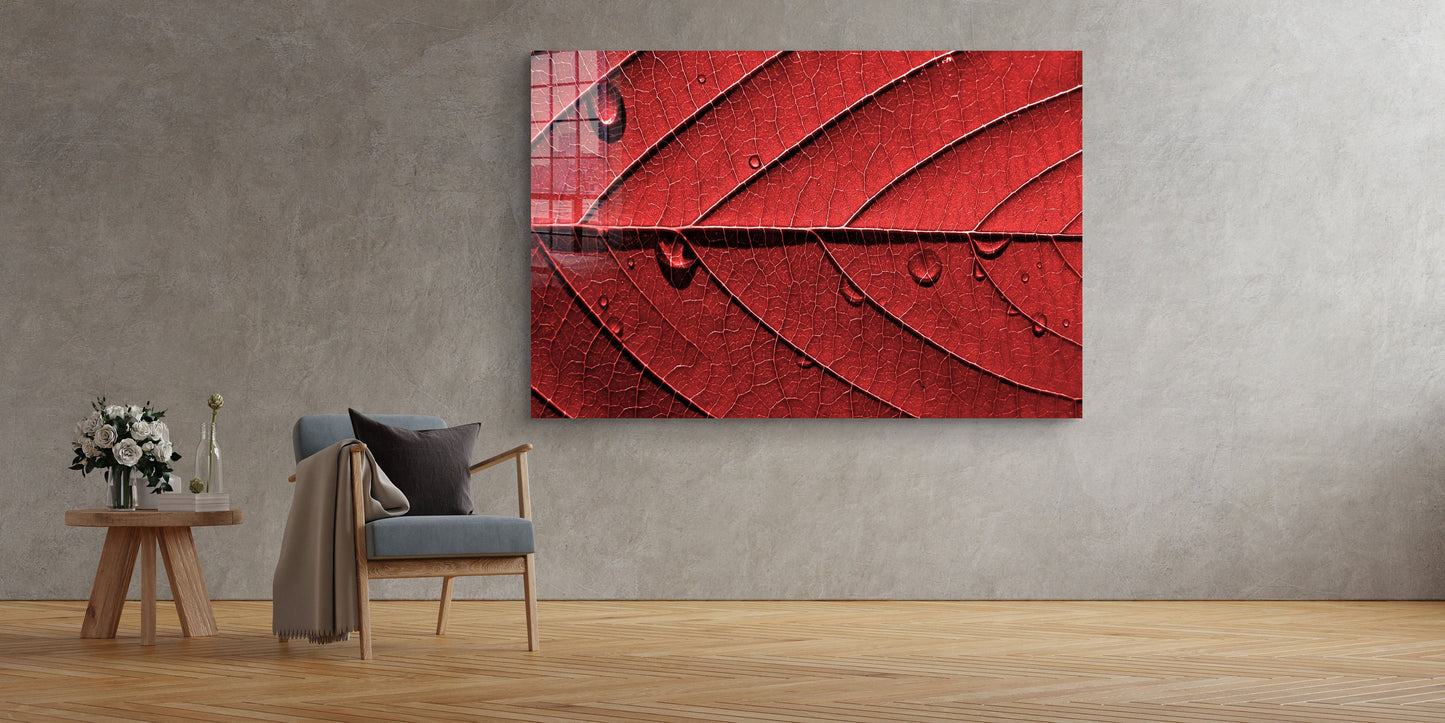 Red Leaf, Large Glass Wall Art