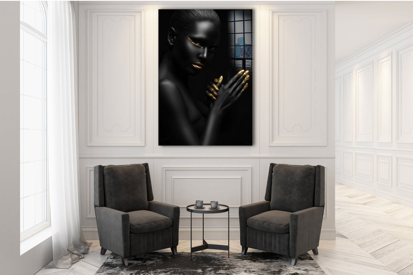 Black Woman, Large Glass Wall Art