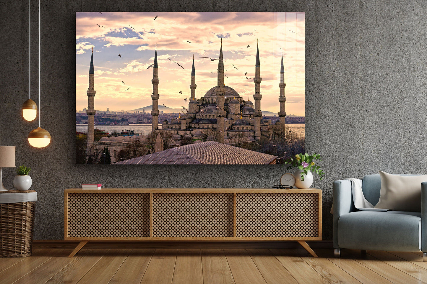 Blue Mosque, Large Glass Wall Art