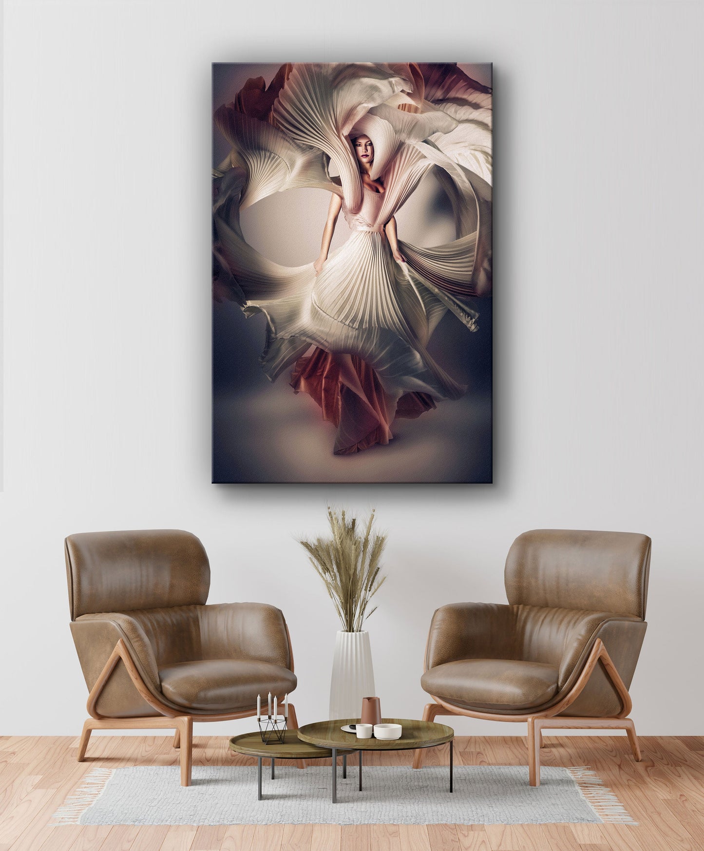Woman in White, Large Glass Wall Art