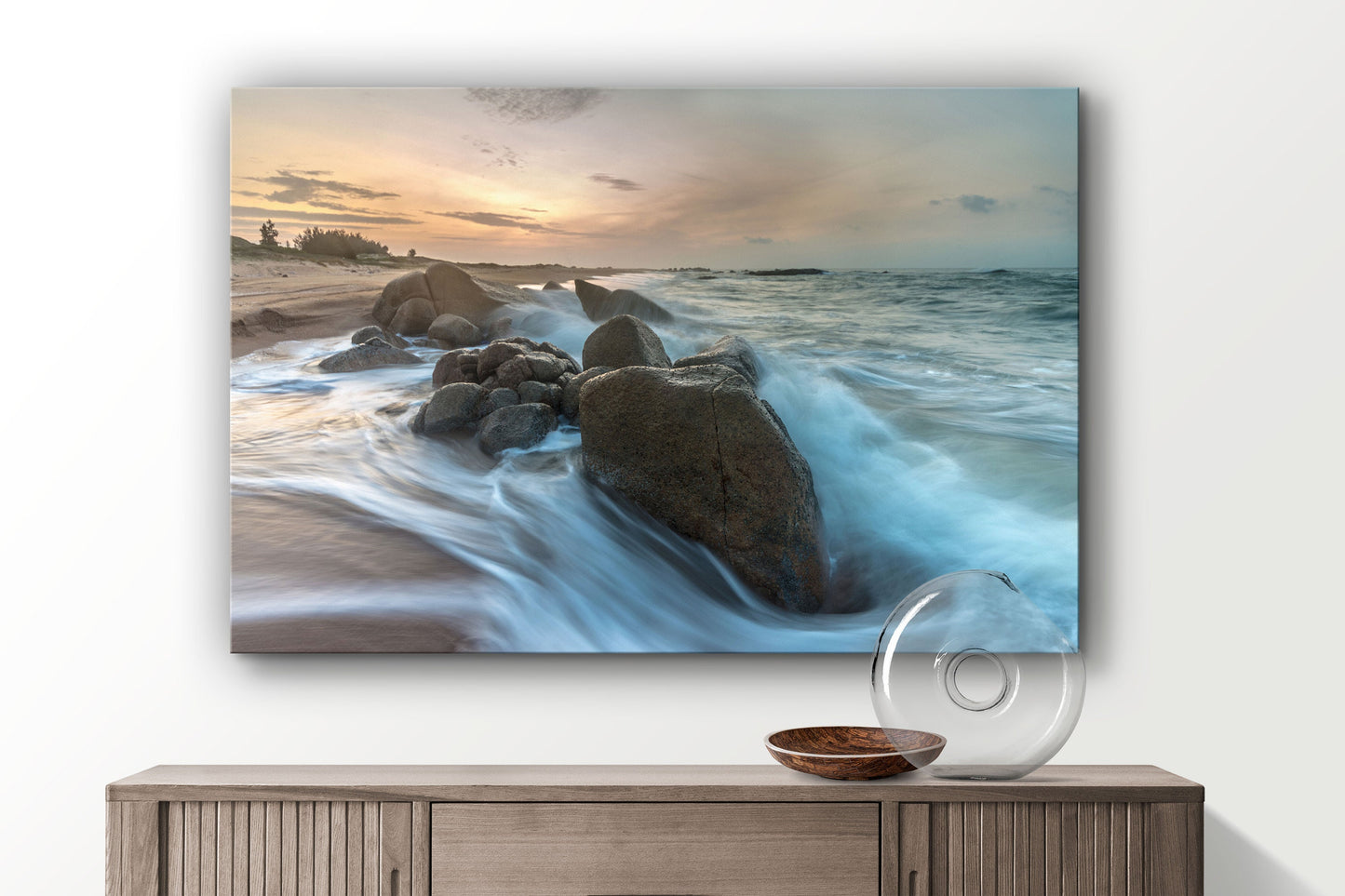Beach Sunset, beach prints Large Glass Wall Art