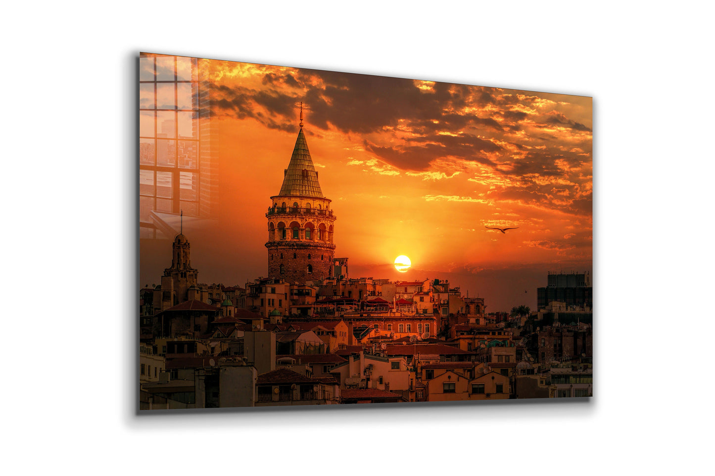 Galata Tower Sunset, Large Glass Wall Art