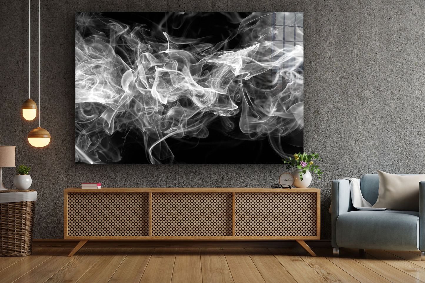 Smoke, Large Glass Wall Art