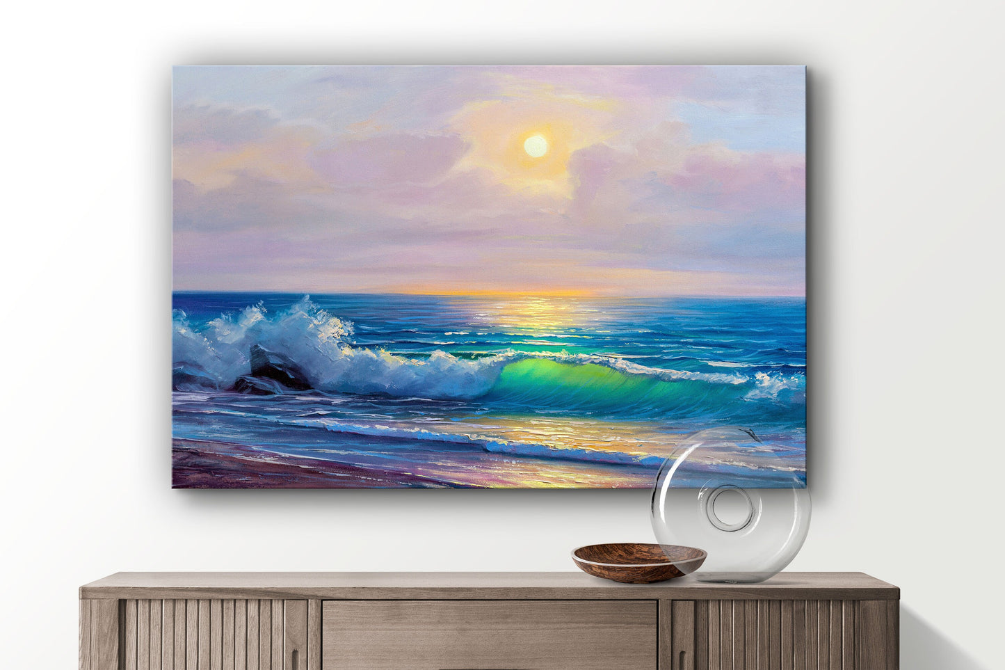 Waves Painting, Large Glass Wall Art