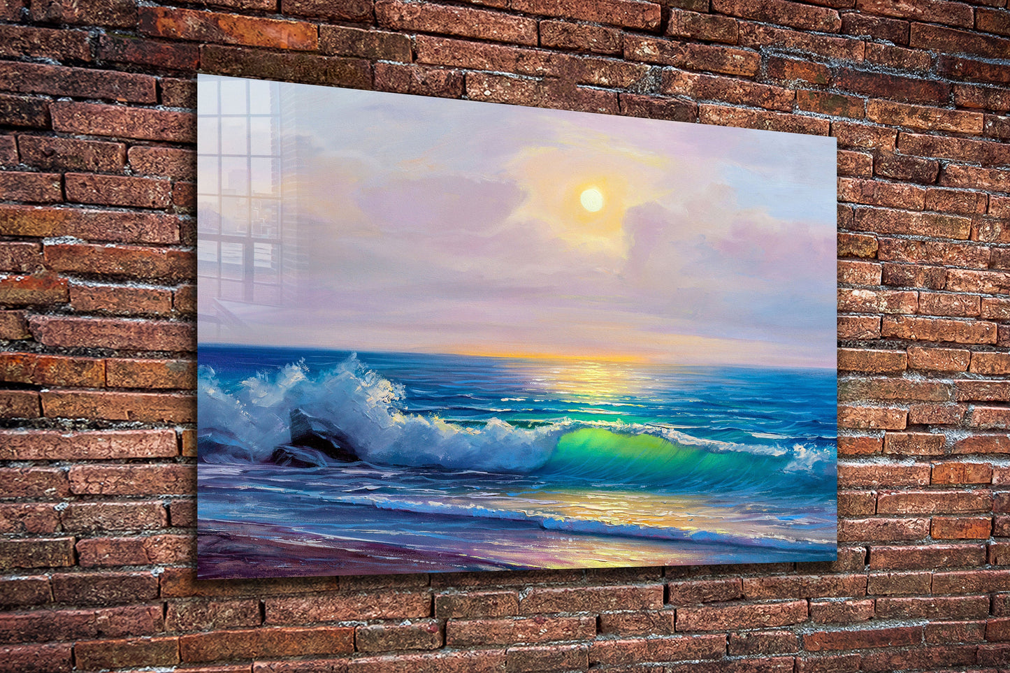 Waves Painting, Large Glass Wall Art