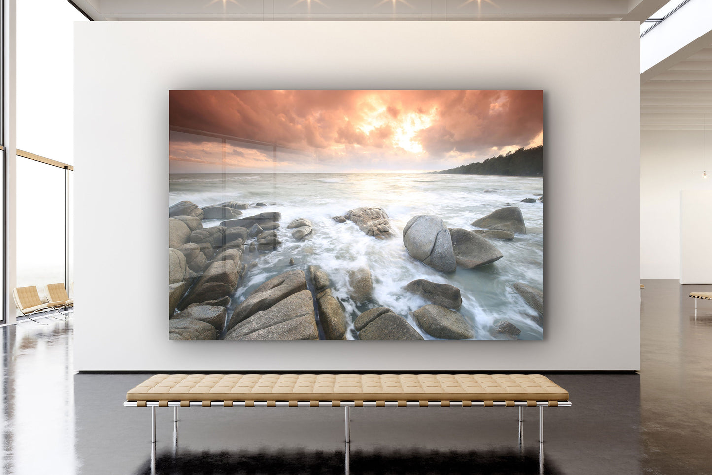 Ocean Sunset, Large Glass Wall Art