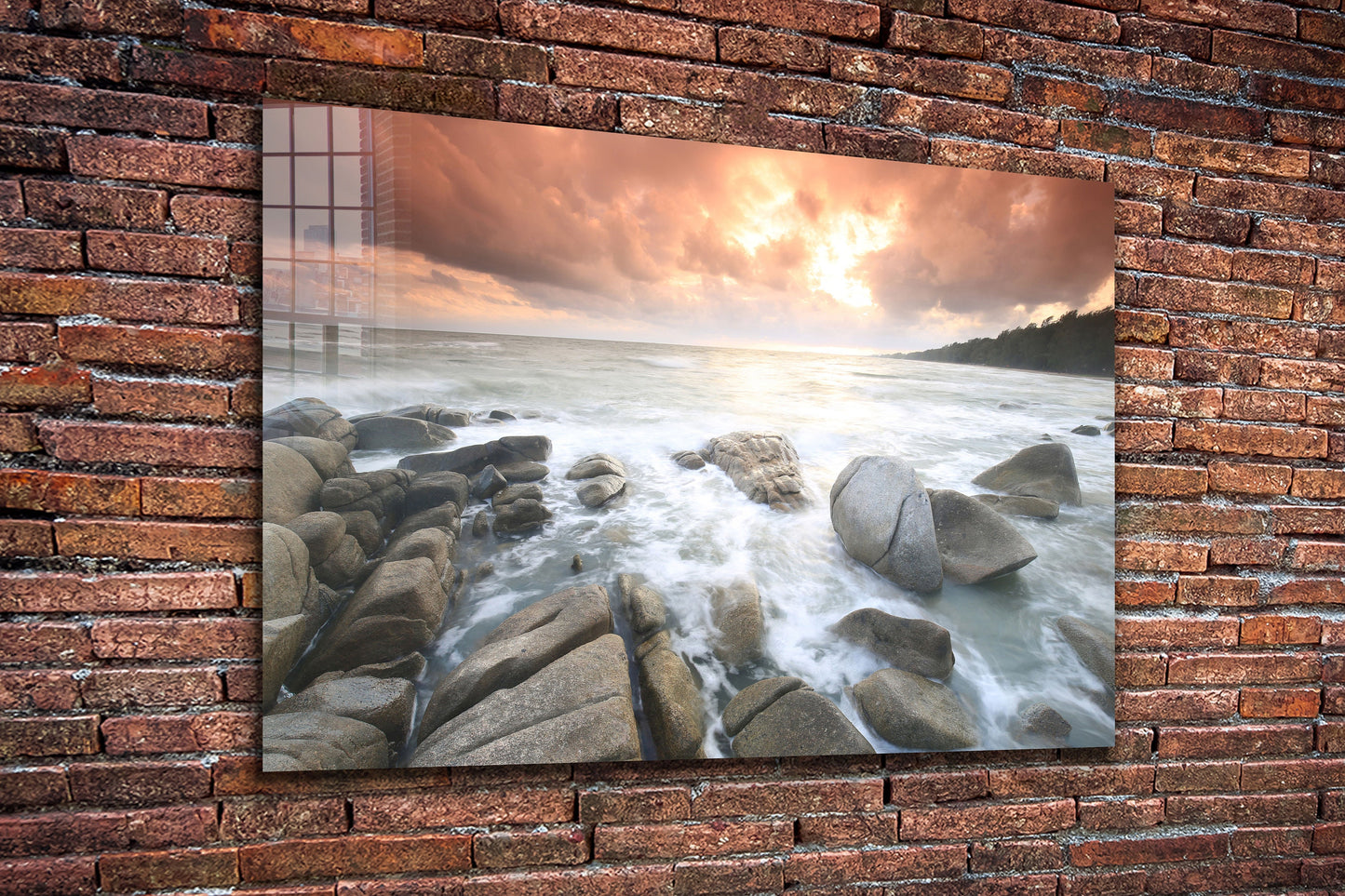 Ocean Sunset, Large Glass Wall Art