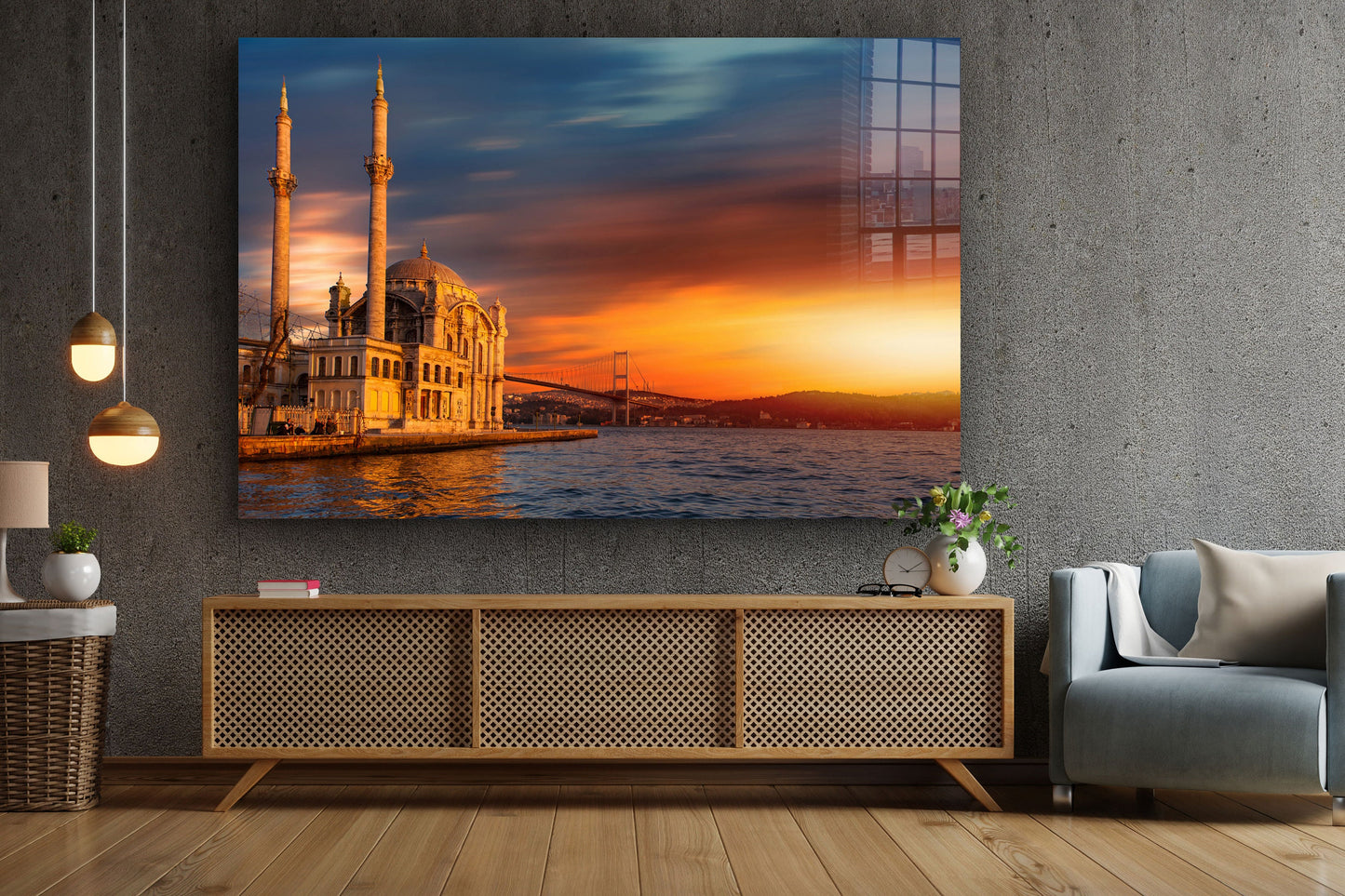 Ortakoy Mosque, Istanbul, Large Glass Wall Art