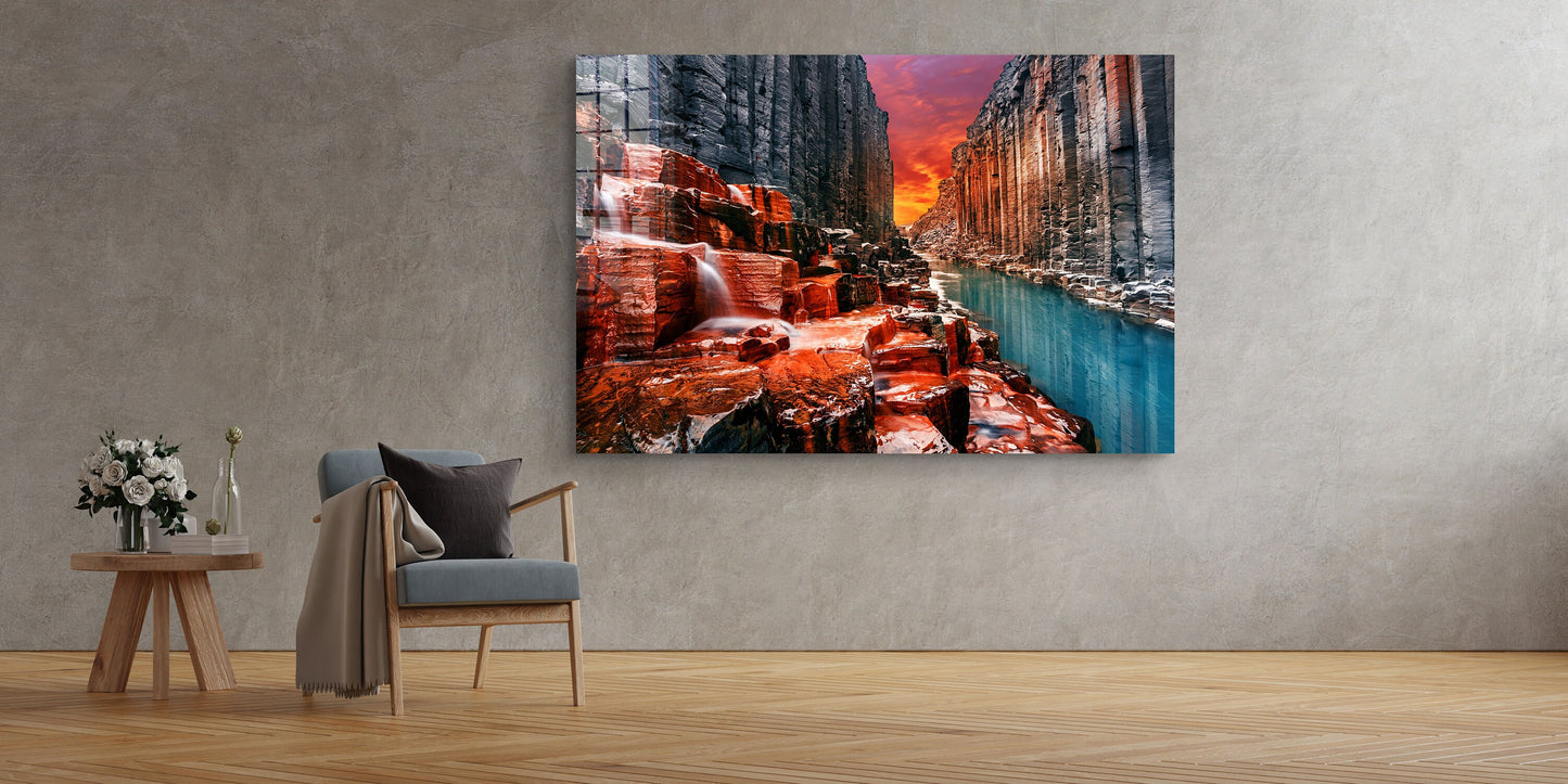 Studlagil Canyon, Iceland, Large Glass Wall Art