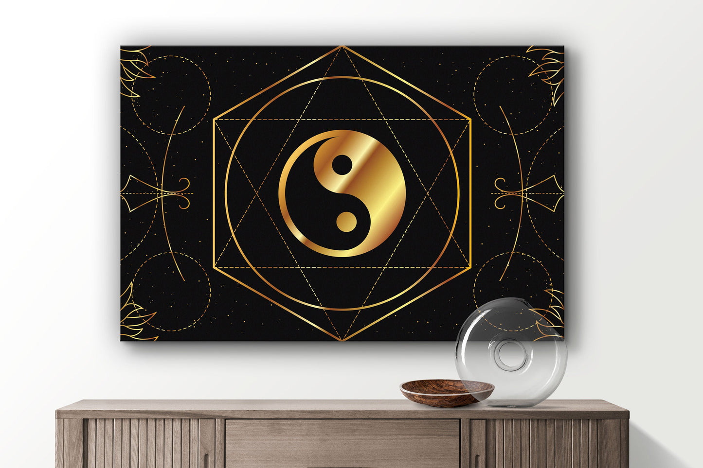 Yin and Yang Large Glass Wall Art