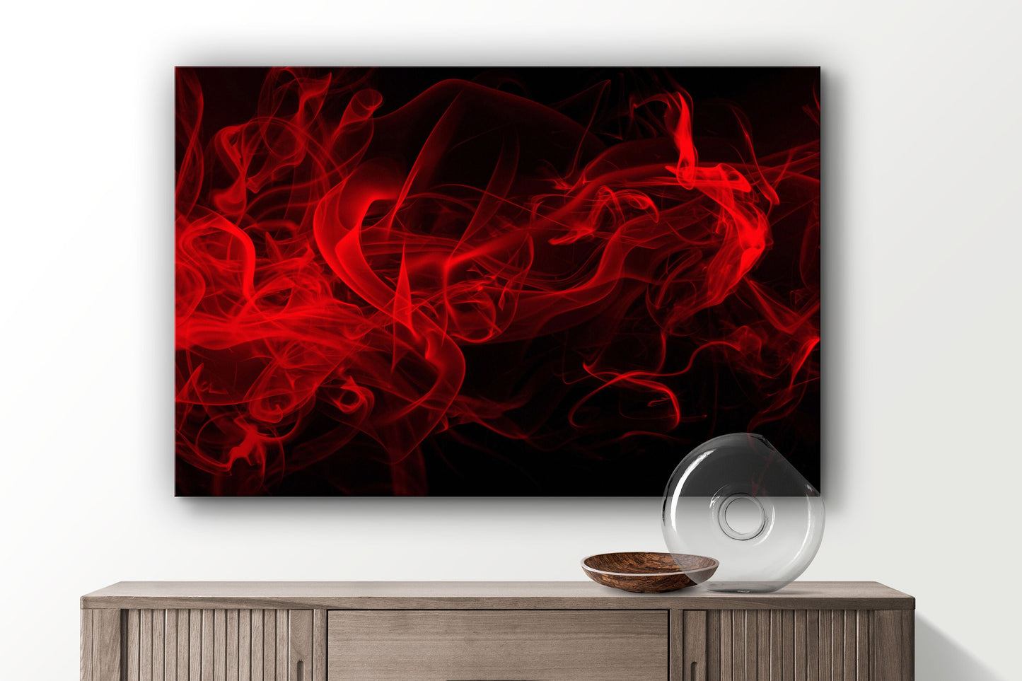 Red Smoke Large Glass Wall Art