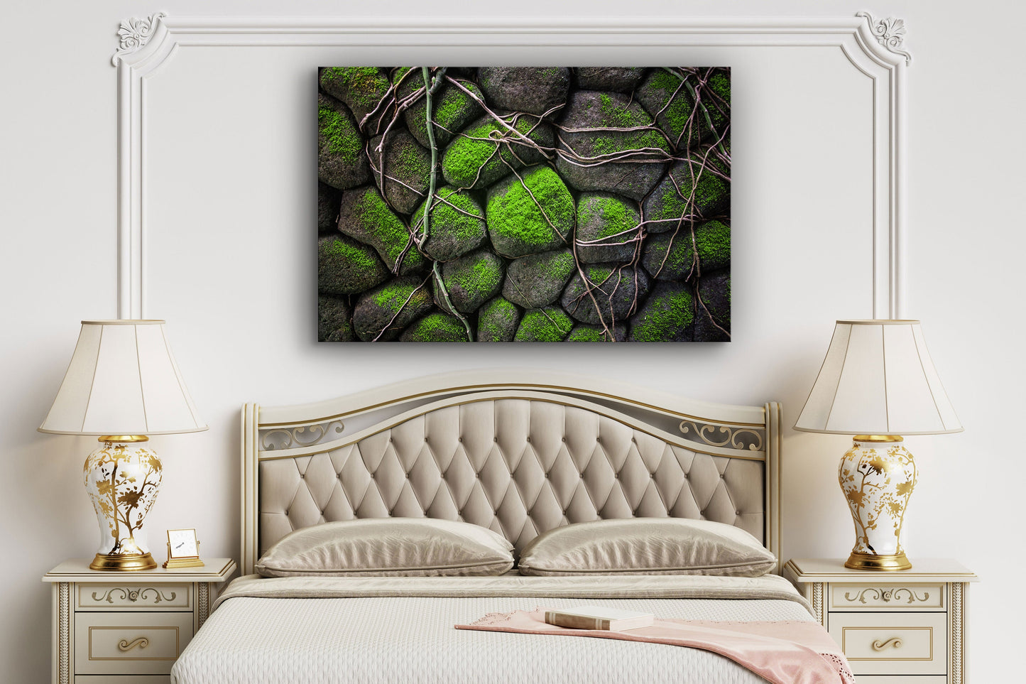 Mossy Rocks, Large Glass Wall Art