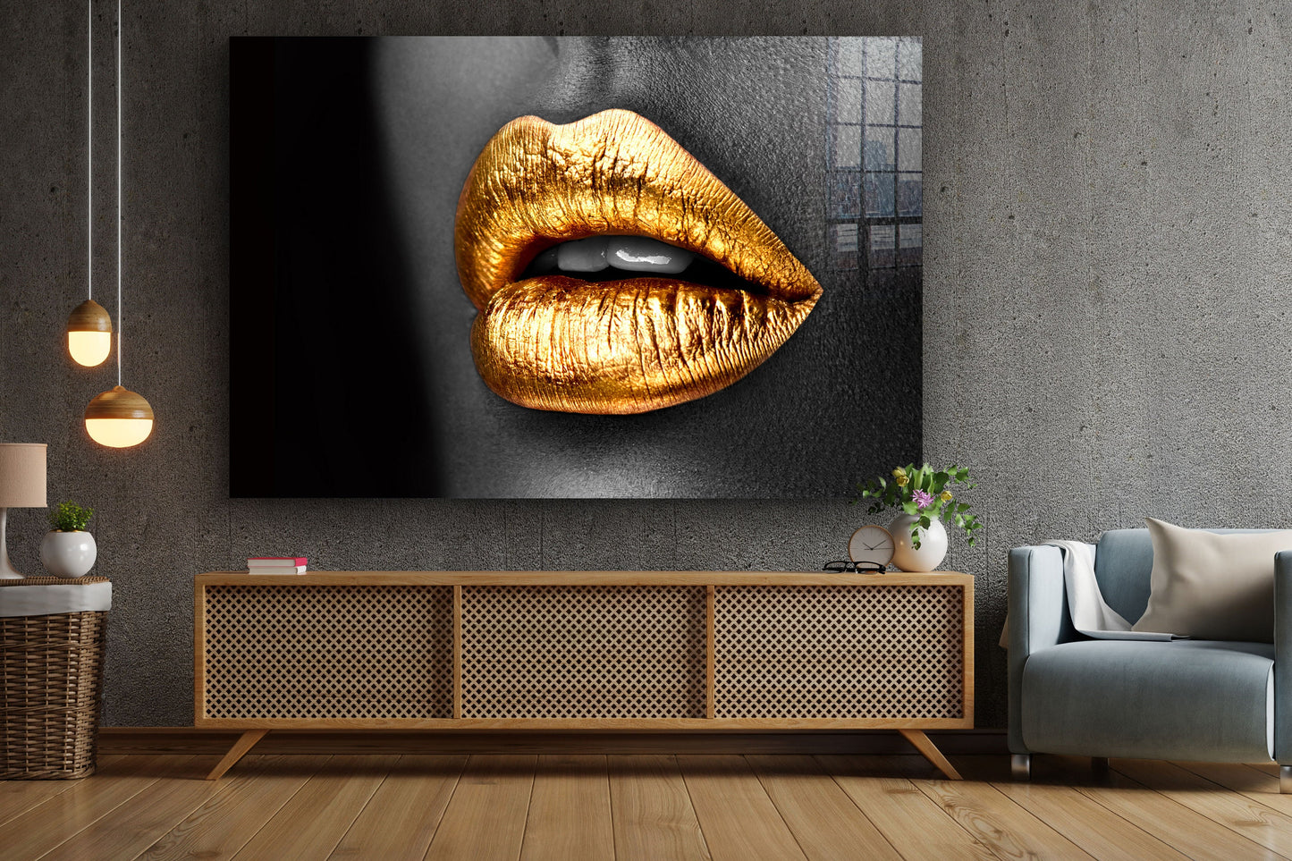 Golden Make-Up, Large Glass Wall Art