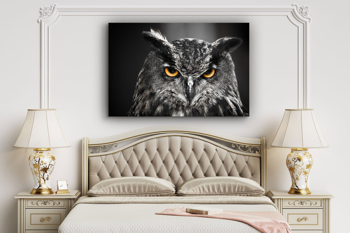 Owl Staring, Large Glass Wall Art
