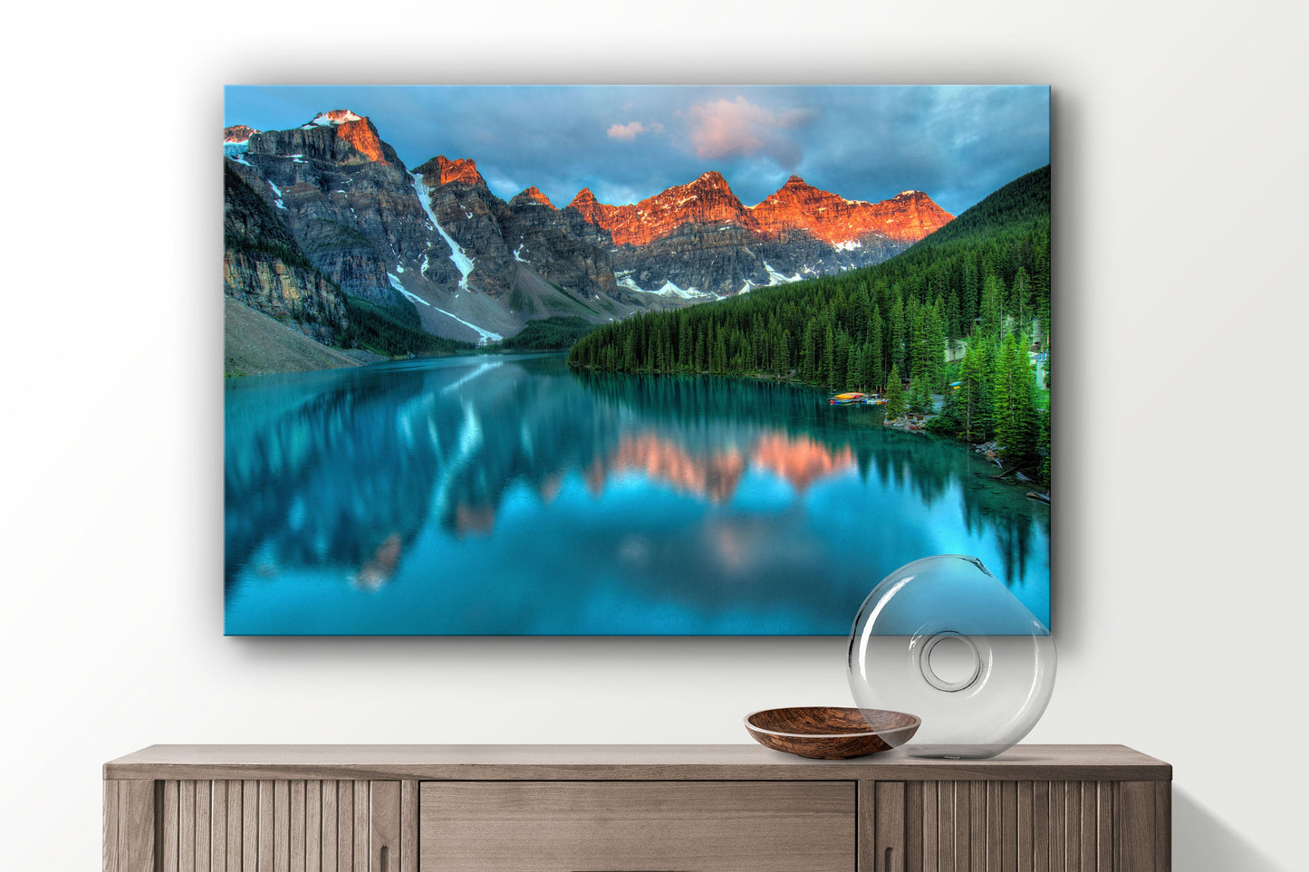 Banff National Park, Canada Moraine Lake at Dawn, Large Glass Wall Art