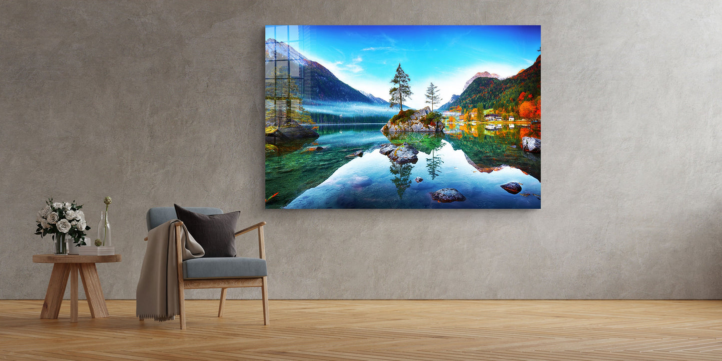 Hintersee Lake, Berchtesgadener,Germany Alps, Large Glass Wall Art