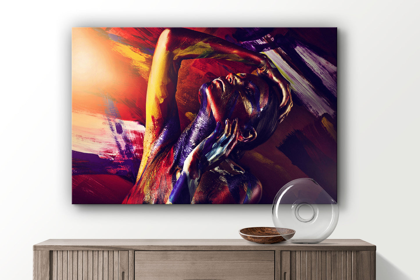 Woman Painted, Large Glass Wall Art