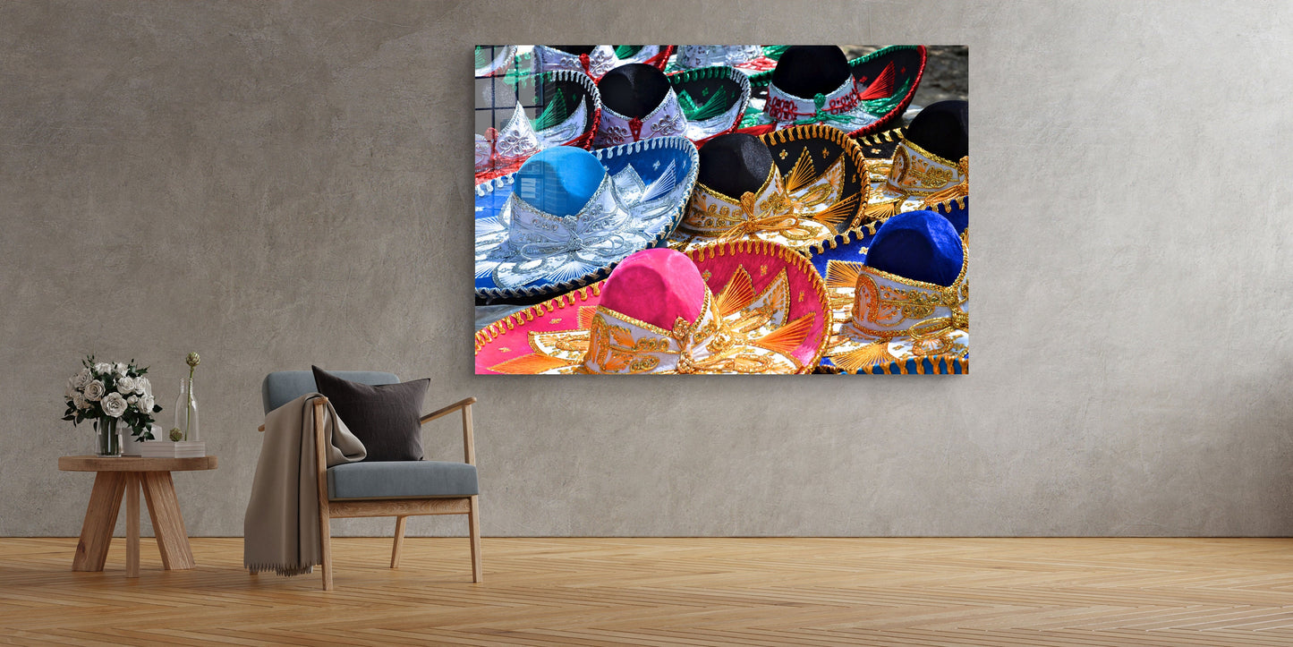 Sombreros, Large Glass Wall Art
