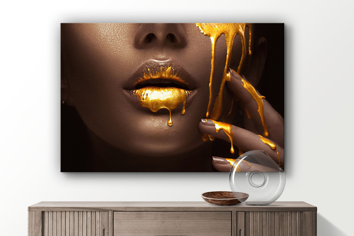 Golden Make-Up, Large Glass Wall Art