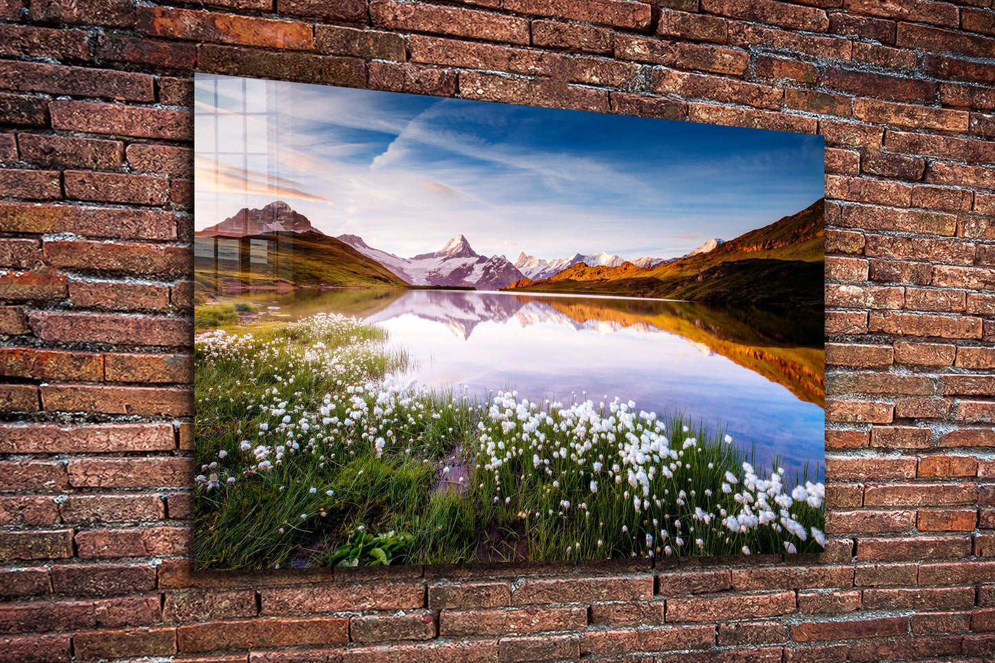 Bachalpsee in Swiss Alps, Grindelwald, Bernese Oberland, Mountain Lake Large Glass Wall Art