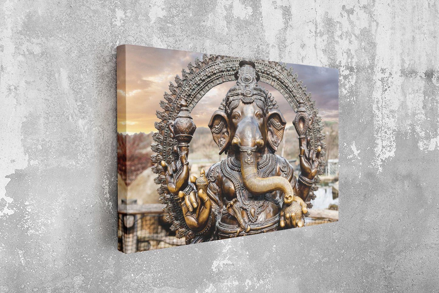 Ganesha Hindu God, Large Glass Wall Art