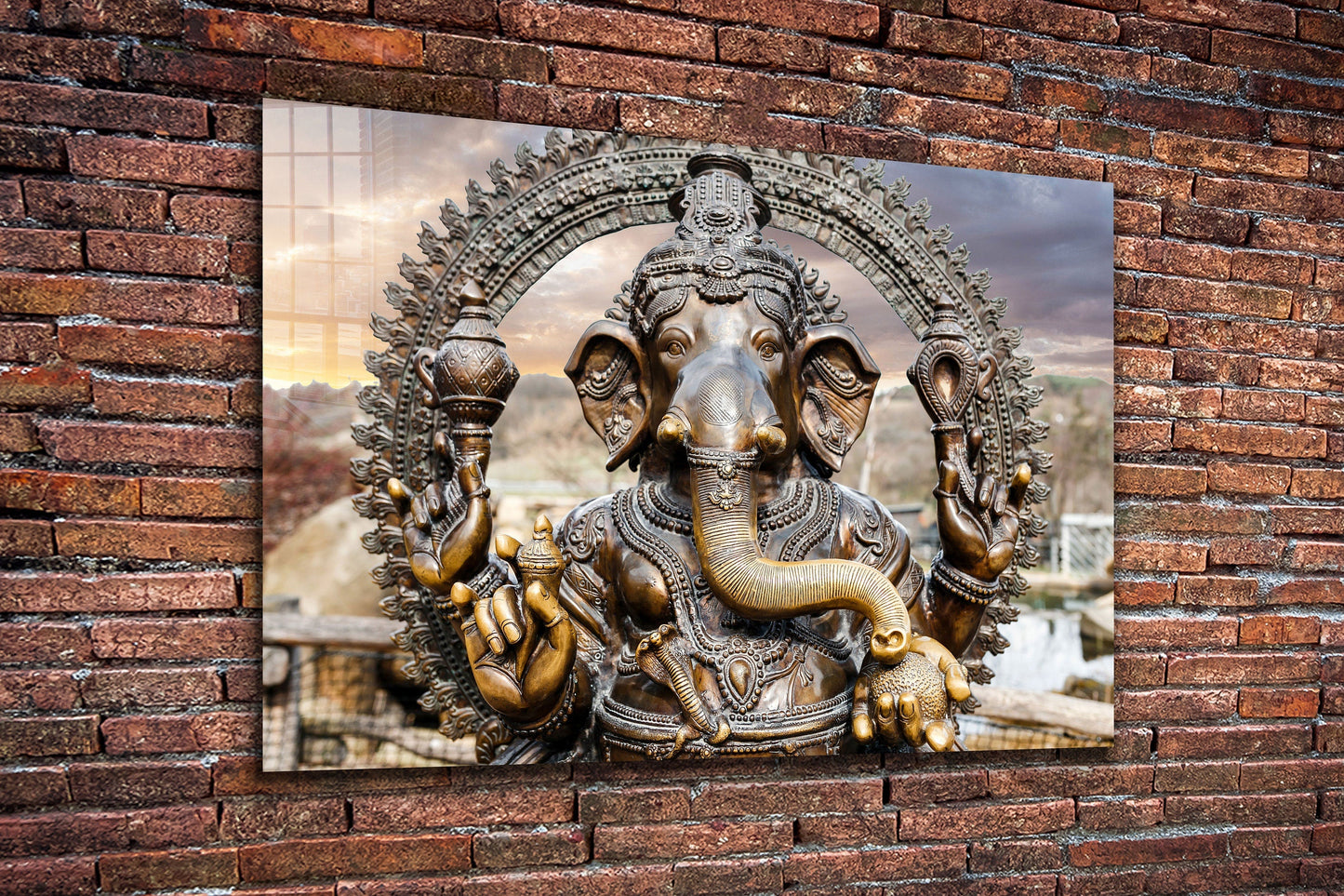 Ganesha Hindu God, Large Glass Wall Art