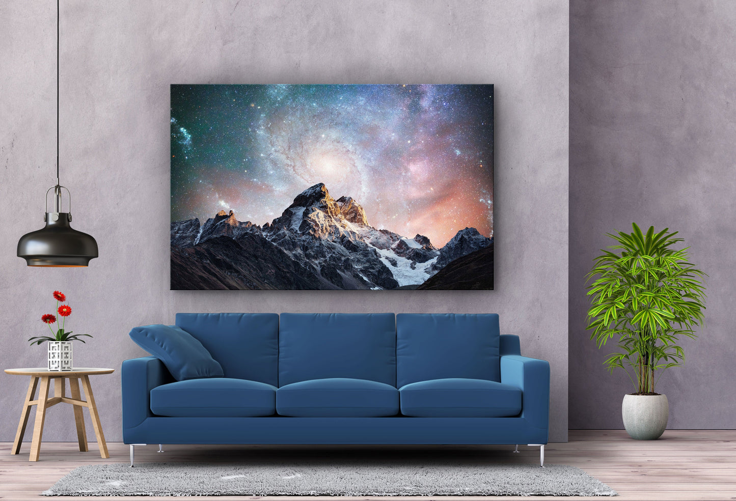 Milky Way Mountains, Large Glass Wall Art