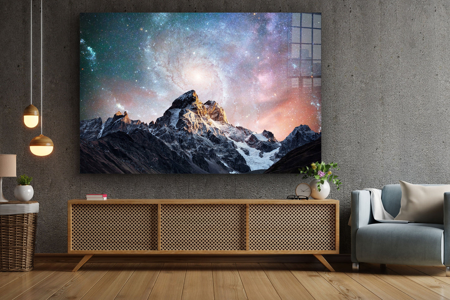 Milky Way Mountains, Large Glass Wall Art