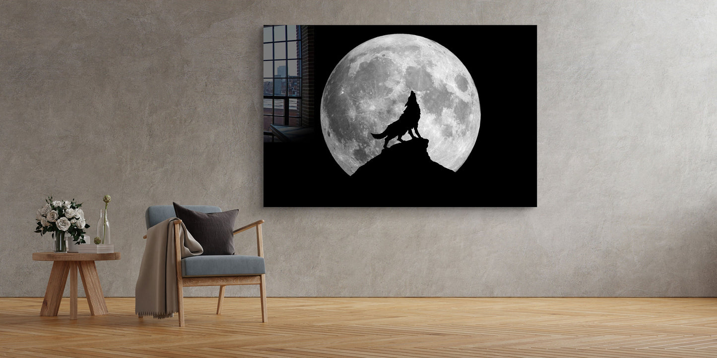 Howling Wolf, Large Glass Wall Art