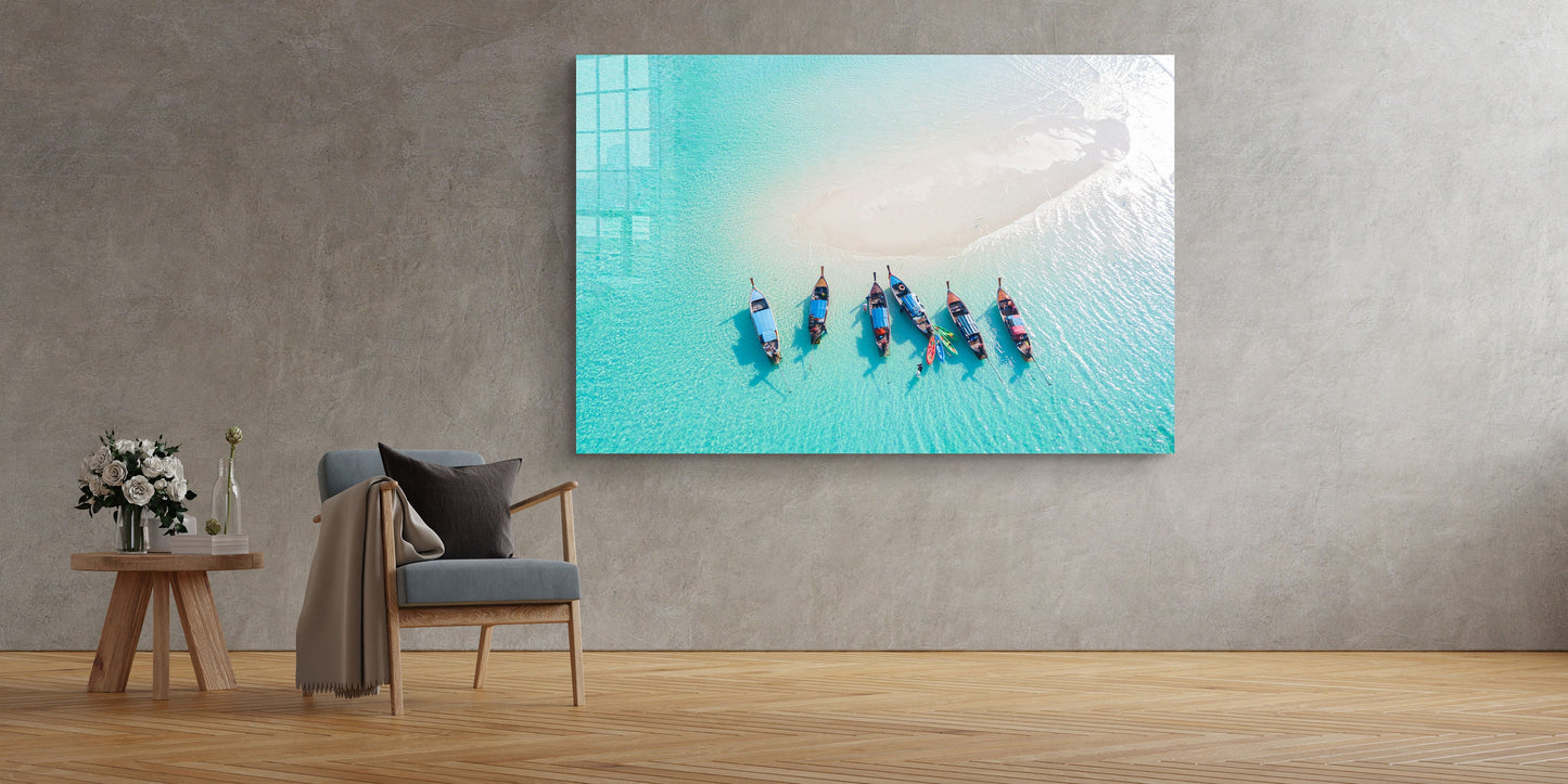 Tropical Beach Prints Large Glass Wall Art
